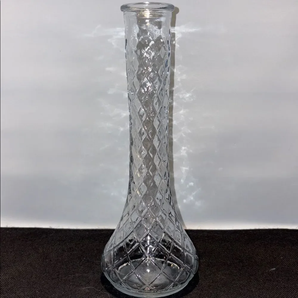Tall Diamond Pattern Glass Vase